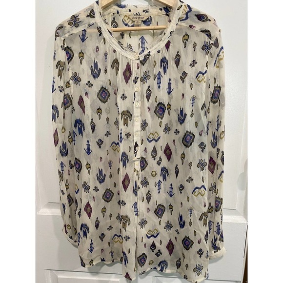 Lucky Brand Tops - LUCKY BRAND aztec design cream color long sleeve blouse /top, size XL